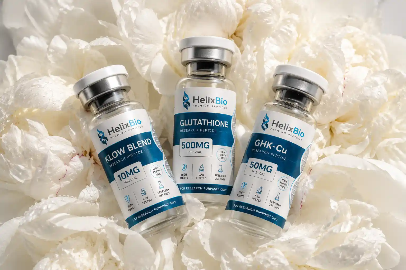 Helix Bio research peptide vials with certificate of analysis, USA laboratory supply